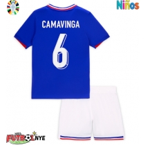 Camiseta Francia Eduardo Camavinga #6 Primera Equipación para niños Eurocopa 2024 manga corta (+ pantalones cortos)